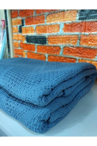 Şaheser %100 Pamuk Çift Kişilik Pike 240x220 Tek Pike -mavi