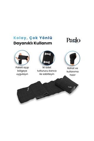 Siyah Elastik Bandaj 10 Cm X 1,5 M 3'lü Set %300 Esnek, 4,5 M'ye Kadar Uzayan, Metal Kancalı Destek Ve Sargı Bandajı