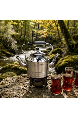 Yek Outdoor N 20 Çift İbrikli Alüminyum Çaydanlık 2,5 Litre Gri