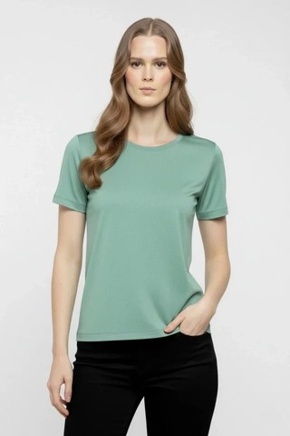 Defymoda T-shirt Bisiklet Yaka Slim Fit Likralı Tişört Günlük Basic Body - Mint Yeşili Mint Yeşili