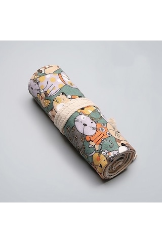 Agoodshop 72 Delikli Büyük Kapasiteli Rulo Kalemlik - Çok Renkli 3bp-yeşil