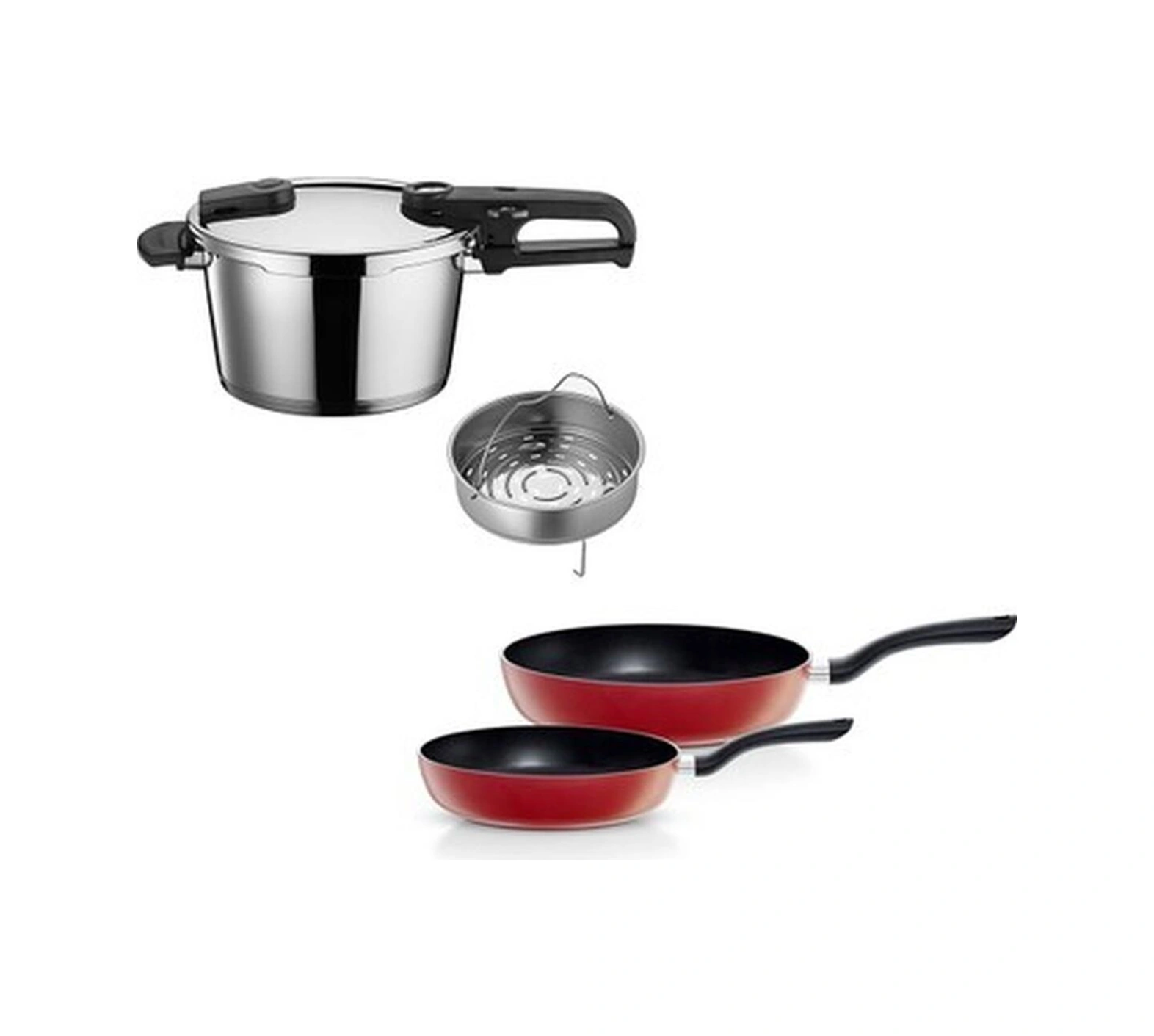 Fissler Vitaquick Edition 4,5 Litre Düdüklü Tencere + Kırmızı Cenit Tava Set Bakır - Siyah