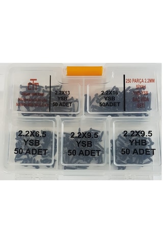Vida Seti 2.2 MM Pcb- Ahşap- Plastik Sac Vidası Siyah 250 Parça