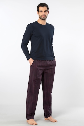 Cacharel Erkek Poplin O Yaka Uzun Kollu Pijama Takım 2239/bordo 1 Lacivert