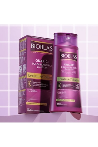 Bioblas Keratin & Kolajen Onarıcı Dolgunlaştırıcı Saç Bakım Şampuanı 360 Ml İnce ve Yıpranmış Saçlar