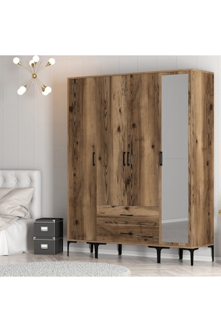 Variant Kumsal 4 Kapılı Str Gardrop - Ceviz / Ceviz