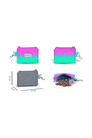 Coral High Pembe Su Yeşili Renk Geçişli Bozuk Para Çantası - Kız Çocuk