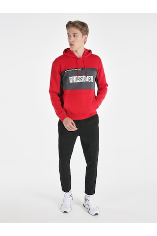 Colins Regular Fit Kapüşonlu Baskılı Kırmızı Erkek Sweatshirt Cl1064776 Kırmızı