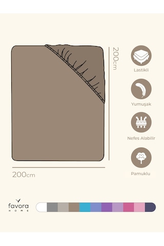 Favora Battal Boy Lastikli Penye Çarşaf - Kahverengi