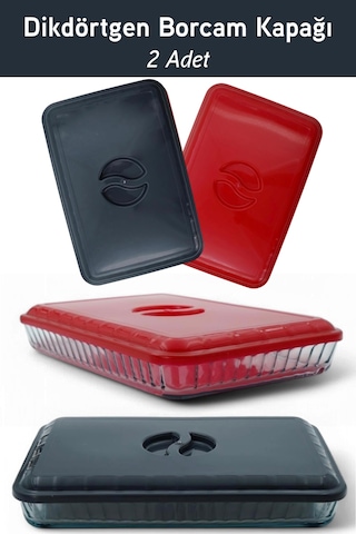 İronika Plastik Borcam Kapağı Dikdörtgen Antrasit Kırmızı 2 Adet Kırmızı - Siyah