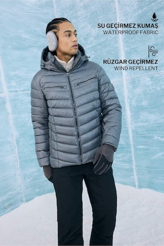 Defacto Su İtici Regular Fit Kapüşonlu Fermuarlı Rüzgar Geçirmez Kayak Montu F5351ax25wngr452 Gri-gr452