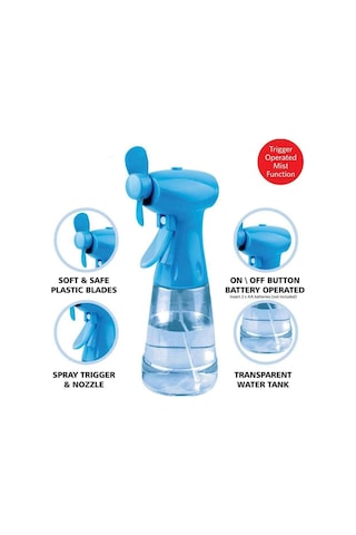 Sulu Fan Vantilatör Serinletici Mini Klima Yüz Soğutma Fanı 350 Ml Su Tankı Pilli Water Spray Fan
