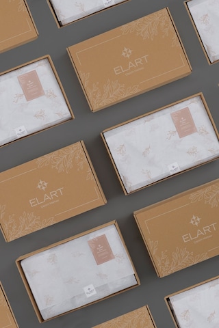 Elart Petra Keten Görünümlü Yatak Örtüsü Seti 3 Parça Çift Kişilik Tarçın