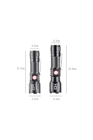 Ws-2828 Ultra Usb Şarjlı Polis El Feneri, Bekçi, Asker El Feneri Kırmızı Mavi Çakarlı 1000 Lümen
