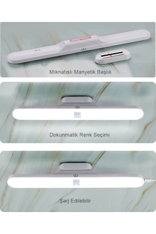 Akıllı Sensörlü Led Aplik Mıknatıslı Dimmerli Şarjlı Led Işık 3 Farklı Işık Hero Led Nova Led Lamba Siyah