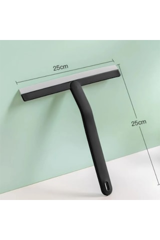Fosenze Siyah Silikon Cam Temizleyici, Multifonksiyonel Su Sökücü, Pencere Ve Duş Kabini Temizliği, 25 Cm Çalışma Parçası Siyah