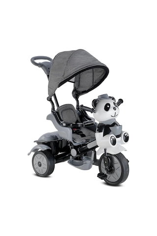 Babyhope 127 Lıttle Panda Lüks Üç Teker Kontrollü Bebek Bisikleti Gri Çok Renkli