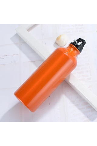 Alüminyum Yuvarlak Kantin Su Şişesi - Seyahat Sporları İçin Spor Su Şişesi Kamp Yürüyüşü Kanca Taşınabilir Bpa Ücretsiz 25 Oz, Turuncu Turuncu
