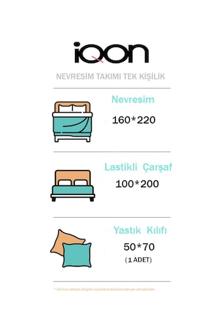 İqon Lastikli Çarşaflı Nevresim Takımı Tek Kişilik Kalpler Minik Siyah