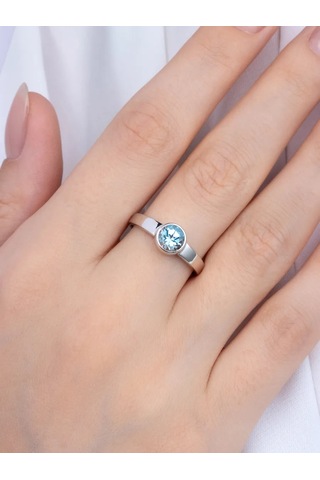 Uvelirnye Tradicii 925 Ayar Doğal Topaz Taşlı Sky Gümüş Yüzük 449138443 Gri