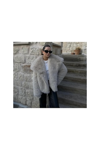Zaya Collection Premium Suni Lolita Kürk Mont Bej