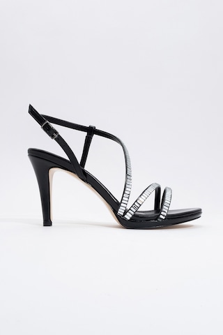 Luvishoes Luvi Shoes Nuevo Siyah Cilt Taşlı Kadın Topuklu Abiye Ayakkabı Siyah Cilt