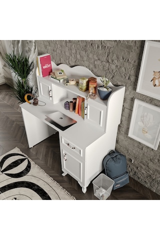 Kznhome Kartopu Çalışma Masası, Bilgisayar Masası - Tamamı 1. Kalite Mdf Beyaz