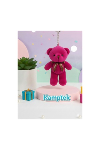 Peluş Tasarım Anahtarlık Aksesuar Ayıcık Hediyelik Anahtarlık Fuşya Pembe Pembe