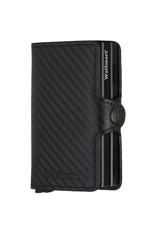 Walsmart Twin Carbon Akıllı Mekanizmalı Deri Cüzdan Siyah