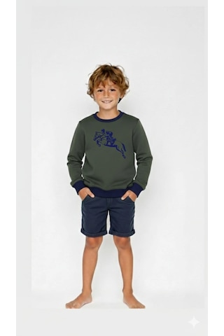 Coupon Çocuk Sweatshirt / Logo Baskılı Haki