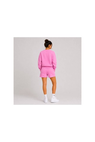 Herkesemoda Hüppy Baskılı Kadın Oversize Şortlu Sweatshirt Eşofman Takımı Pembe