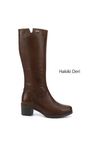 Gönderir Kadın Kahve Antik Fermuarlı Kalın Topuklu Hakiki Deri Çizme Gkzc13446529 Kahverengi