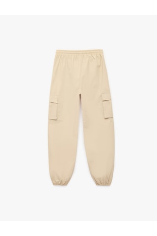 Koton Pamuklu Kapaklı Cep Detaylı Beli Bağcıklı Oversize Jogger Pantolon Bej 6skb40069tw Ekru