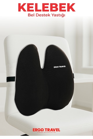 Viscofoam Ultralüks Ortopedik Bel Yastığı Ergonomik Bel Destek Minderi Ofis & Araç Uyumlu - Siyah