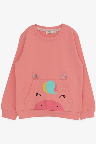 Breeze Kız Çocuk Eşofman Takımı Unicorn Baskılı 1-4 Yaş, Pudra-pudra Pudra