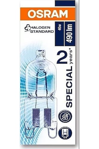 Halopin G9 40w Fırın Ampulü, 260 Lm, 300 C Isıya Dayanıklı Halojen Lamba, Şeffaf