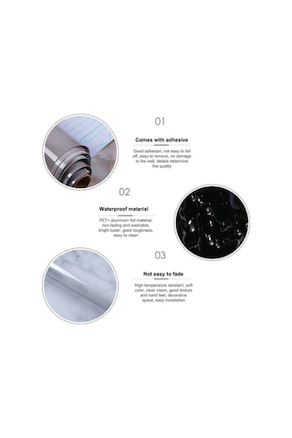 Novahub 215421210w 5m Mermer Desen Parlak Boya Mobilya Yenileme Kendinden Yapışkanlı Duvar Kağıdı Dolap Su Geçirmez Siyah