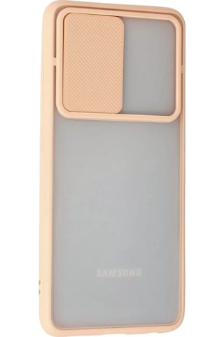 Newface Samsung Uyumlu Galaxy A52 Kılıf Palm Buzlu Kamera Sürgülü Silikon - Pembe Resimdeki