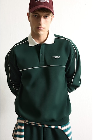 Defacto Boxy Fıt Polo Yaka Baskılı Sweatshirt F0116ax26augn852 Yeşil-gn852