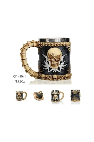 Karayip Korsanları Kuru Kafa İskelet Tasarım Kupa Bardak