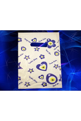Nazar Boncuk Baskılı Elgeçme Poşet 20X30 Cm 20X30 Cm 100 Adet. Nazar