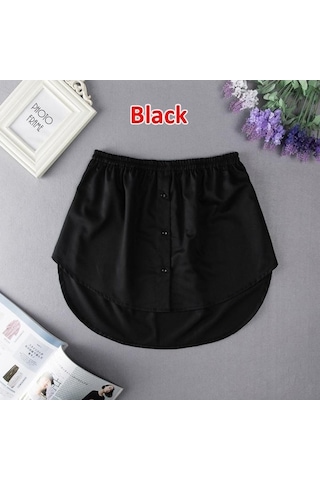 Fastbuy Siyah Kadın Moda Mini Bölme Gömlek Ayarlanabilir Ekose Katmanlı Rahat Genişletici Etek Siyah