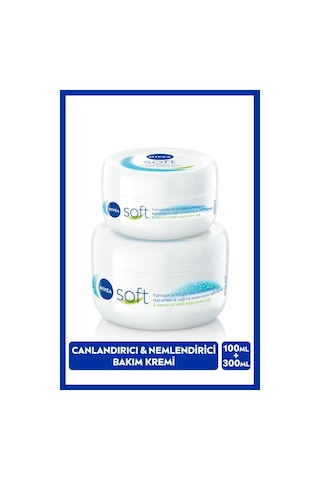 Nivea Soft Nemlendirici El Yüz ve Vücut Bakım Kremi Jojoba Yağı E Vitamini Pürüzsüz Cilt 300 ML + 100 ML