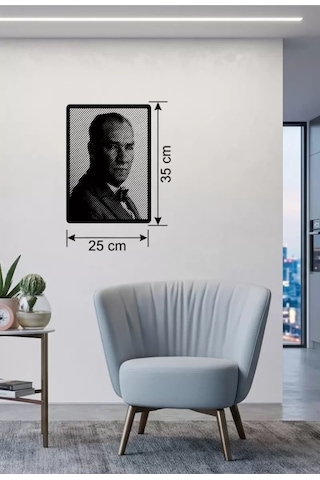 Mey İthalat Atatürk Line Art Metal Görünümlü Ahşap Tablo - Modern Ofis Ve Ev Dekoru Duvar Kaplama