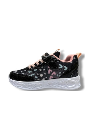 Ndrops 032-26 Anorak Rugan Yıldızlı Anatomik Kız Çocuk Sneaker Siyah Pudra 31-35 Siyah
