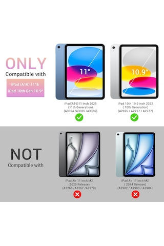 Cisteen Apple iPad Uyumlu A16 2025 10.9 11.nesil Kılıf Kalemlikli Standlı Sağlamtablet Kılıfı Kapaklı Kılıf