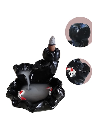 Havuzlu Ve Balık Figürlü Geri Akış Şelale Tütsülük Siyah