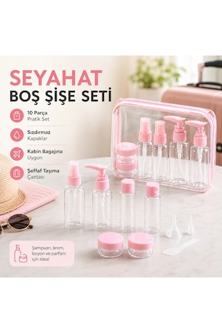 10 Parça Seyahat Sprey Ve Boş Şişe Seti 9 Parça