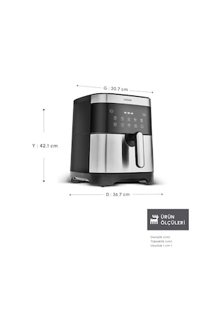 Karaca Gourmet Smart Color Screen Geniş Hazne Inox Airfryer 9 L