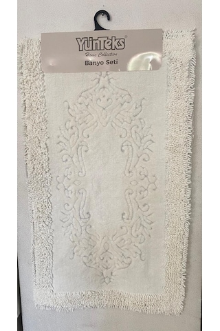 Pamuk Makarna Tufting 2'li Klozet Takımı , Banyo Seti , Damask, K